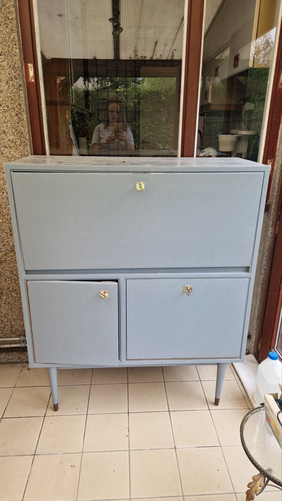 ​[A DONNER] Meuble secrétaire vintage gris à restaurer, Enlèvement