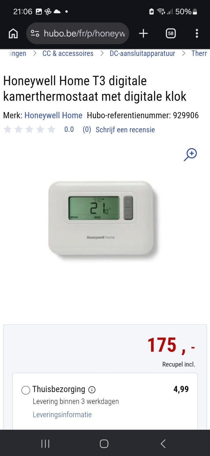 Thermostat Honeywell T3 neuf, Enlèvement ou Envoi