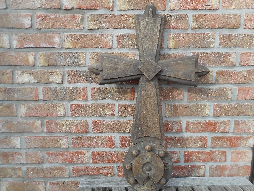 ancienne croix en bois en chêne religieux, Antiquités & Art, Enlèvement ou Envoi