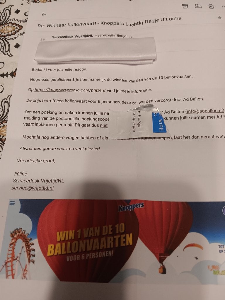 Cadeaubon voor een ballonvaart met 6 personen, Ophalen, Nieuw