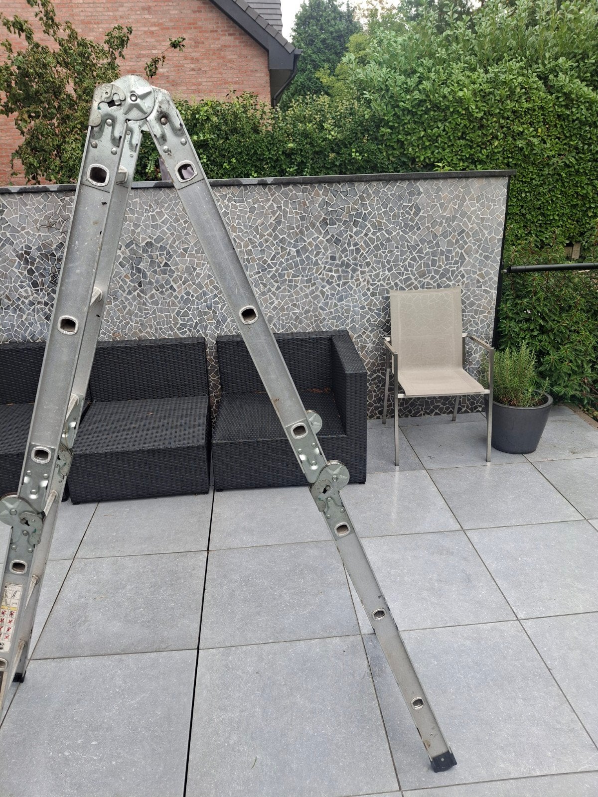 plooiladder / vouwladder 4x3 / 3,74 m, Doe-het-zelf en Bouw, Ophalen, Gebruikt, Ladder, Opvouwbaar of Inschuifbaar