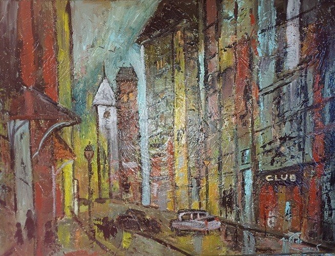 Kunsthandel Gennep - "City Lights", Antiquités & Art, Art | Peinture | Moderne, Enlèvement ou Envoi, Signé, Peinture à l'huile