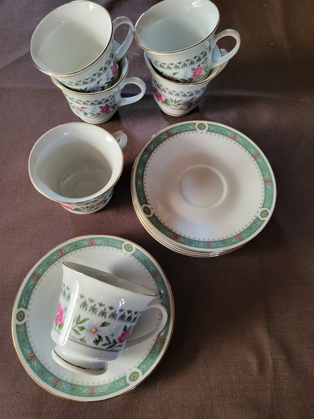 6  vintage tassen en bordjes chinees porselein, Antiek en Kunst, Antiek | Servies compleet, Ophalen