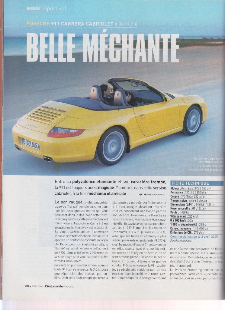 Porsche 911 Carrera cabriolet  2005 voiture de collection, Verzenden, Gelezen, Porsche