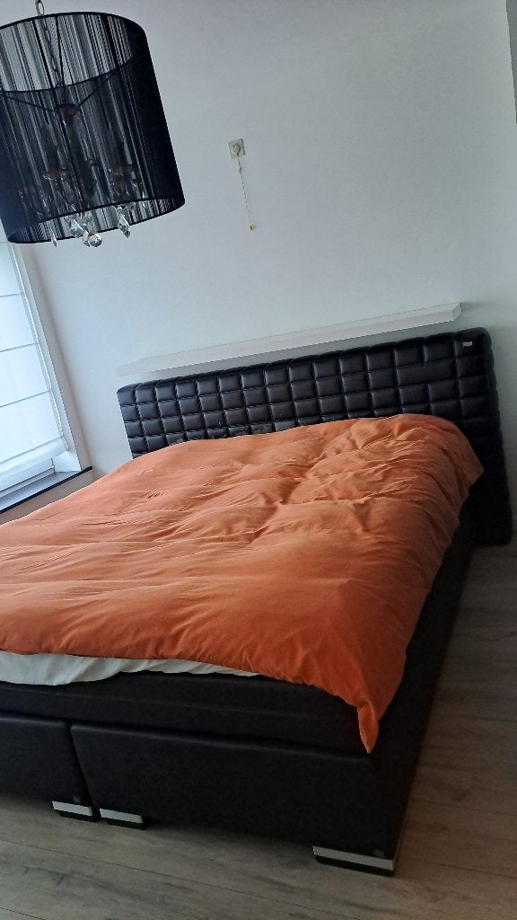 Boxspring 220 x 240, Huis en Inrichting, Slaapkamer | Boxsprings, Ophalen, Gebruikt, Bruin