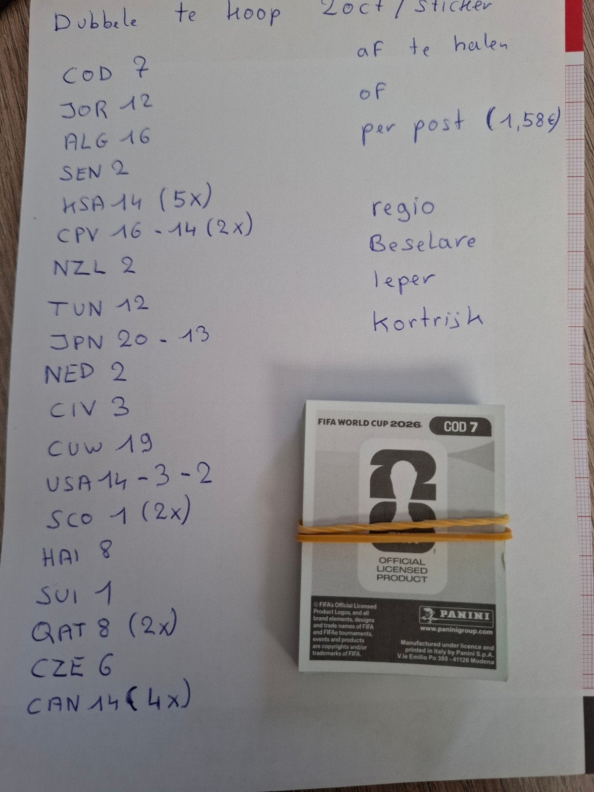 Autocollants Double Panini WK2026 à vendre 20ct/autocollant, Enlèvement ou Envoi
