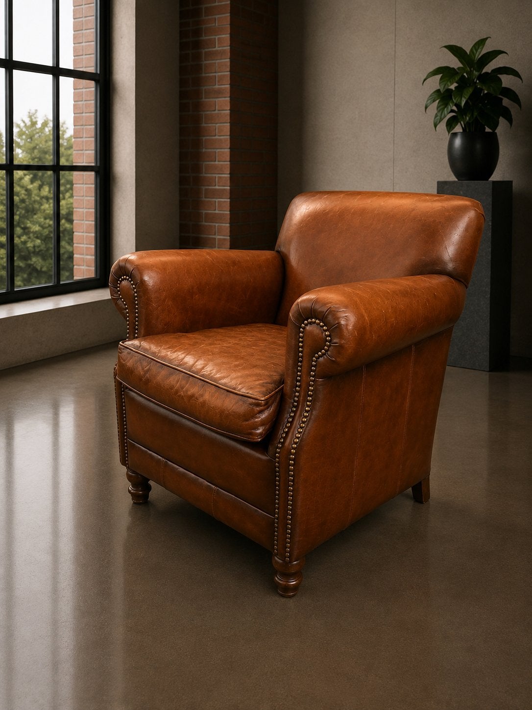 Mooie Vintage clubfauteuil in schapenleer, Antiek en Kunst, Ophalen of Verzenden