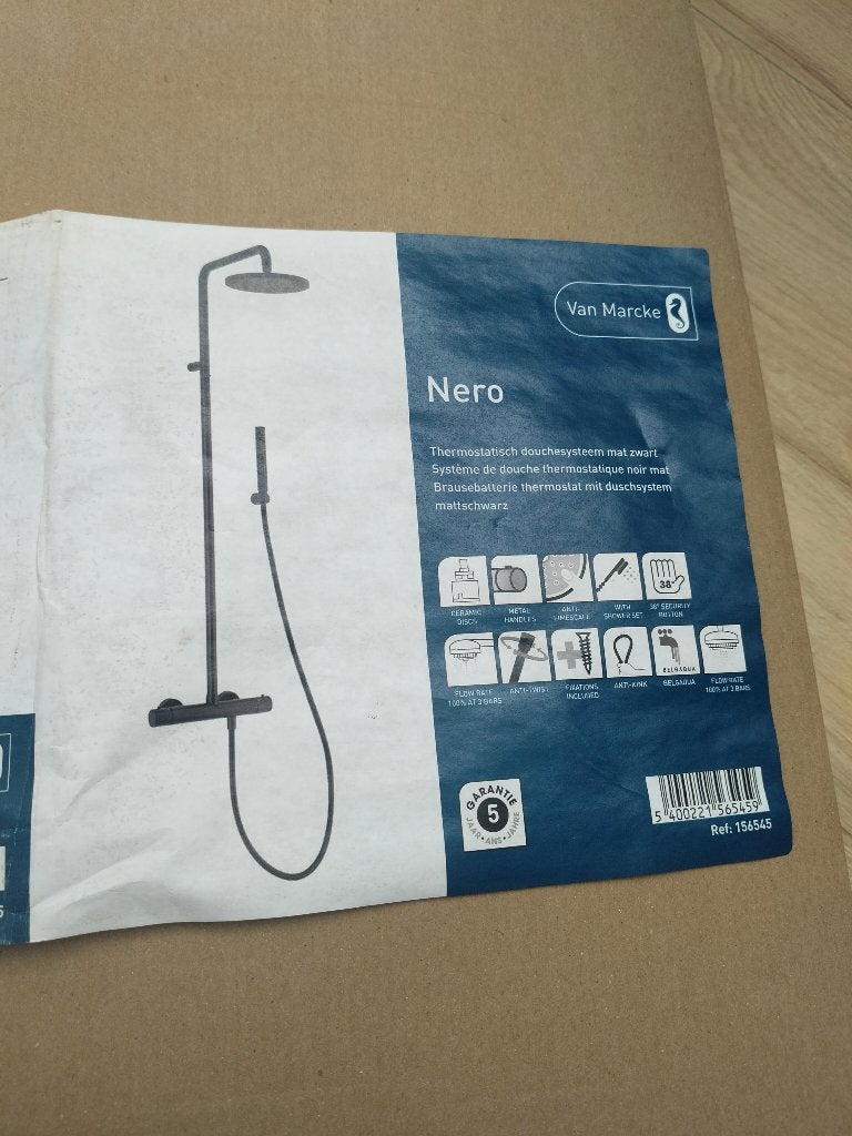 Thermostatisch douchesysteem mat zwart ( nieuw in doos ), Ophalen, Nieuw, Koper, Douche