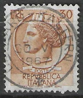 Italie 1968/1972 - Yvert 1000 - Munt van Syracuse 30 l. (ST), Postzegels en Munten, Postzegels | Europa | Italië, Gestempeld, Verzenden