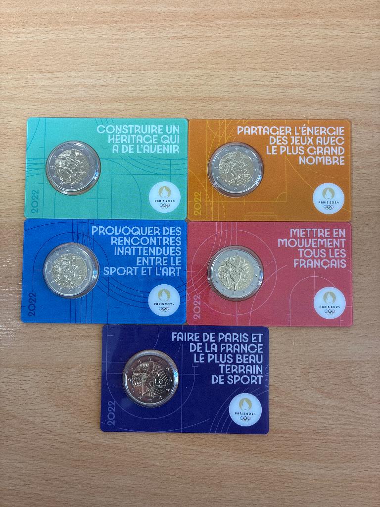 2 € Olympische spelen 2022 Frankrijk, Ophalen, Frankrijk, 2 euro, Setje