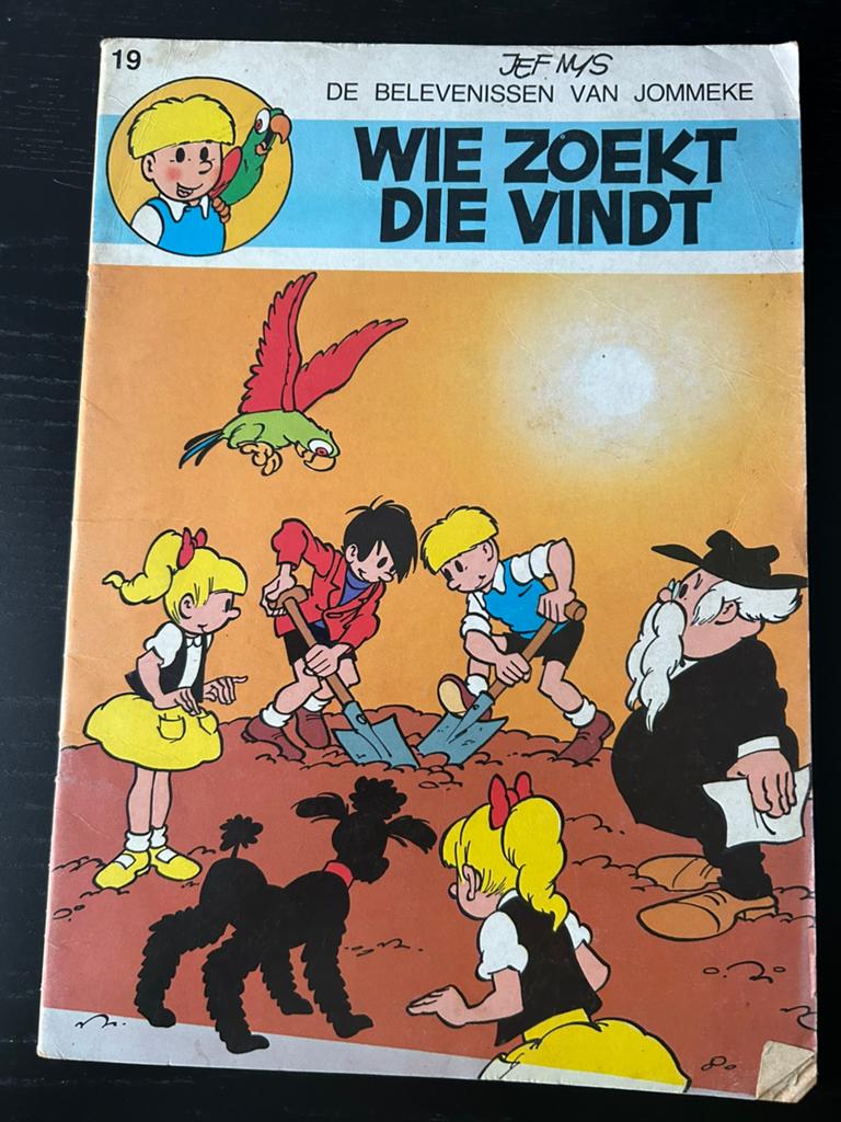 Jommeke Wie zoekt die vindt nr 19 zwart-wit, Boeken, Eén stripboek, Ophalen, Gelezen