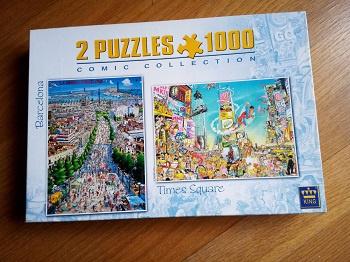 boite de 2 puzzle "comic" Barcelone et Newyork 12€, Hobby & Loisirs créatifs, Sport cérébral & Puzzles, Enlèvement ou Envoi, 500 à 1500 pièces