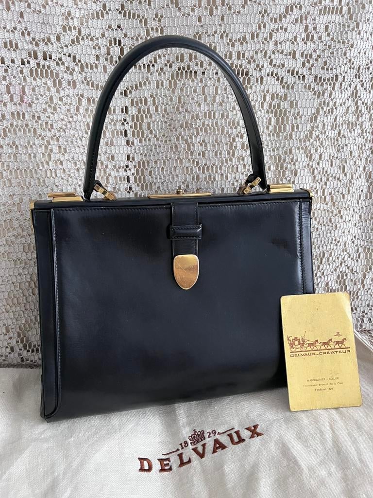 Sublieme onberispelijke vintage DELVAUX-tas, Ophalen of Verzenden, Zo goed als nieuw, Zwart