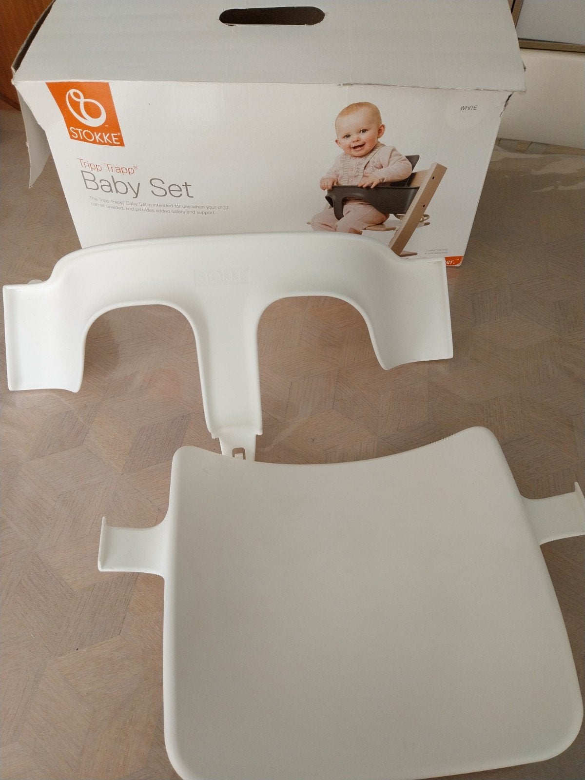 stokke tripp trapp babyset wit, Enlèvement, Utilisé, Chaise évolutive, Réducteur de chaise