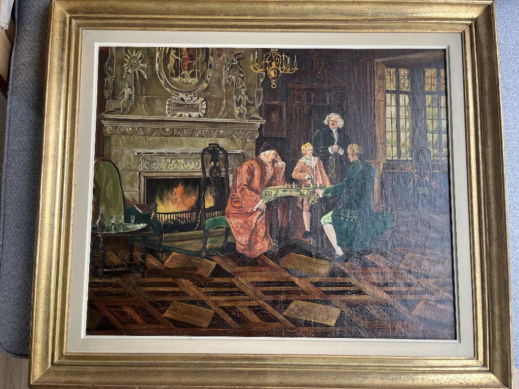 Oud olieverfschilderij (70x60cm) van A. Van Roy, Antiek en Kunst, Kunst | Schilderijen | Klassiek, Ophalen
