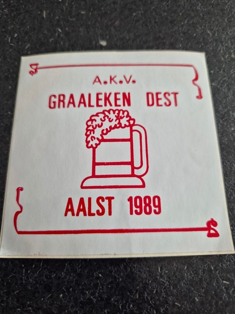 Carnaval Aalst sticker AKV Graaleken dest 1989, Verzamelen, Ophalen of Verzenden