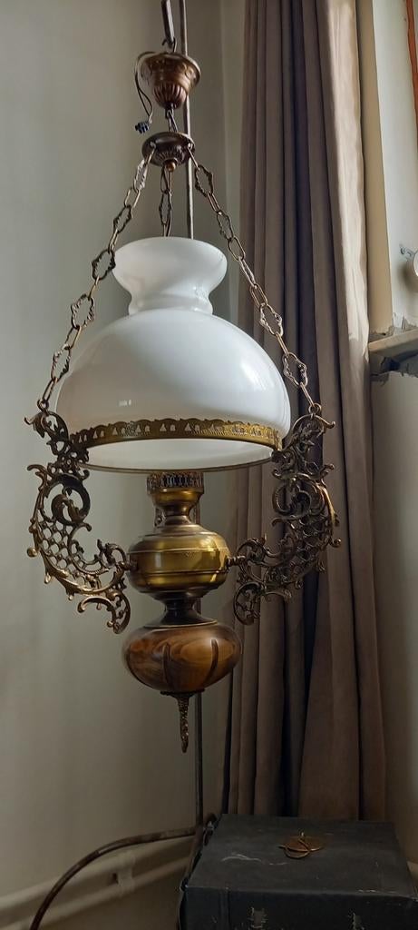 Opaline hangkroonluchter in nieuwstaat, Antiek en Kunst, Ophalen