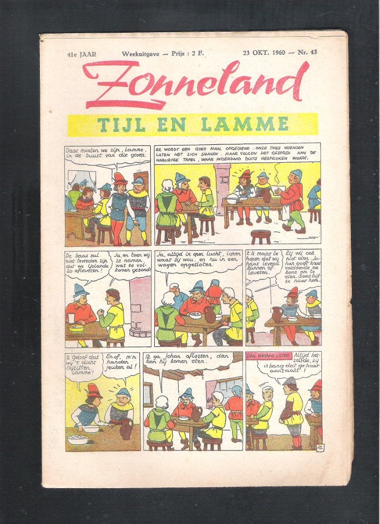 ZONNELAND 23 Okt. 1960  Nr. 43  -  TIJL  EN  LAMME, Enlèvement ou Envoi, Utilisé