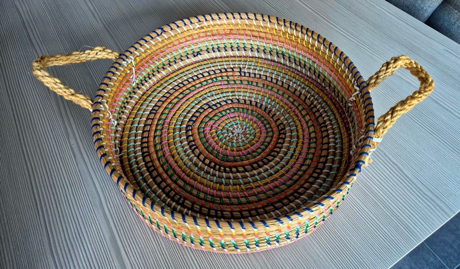Decoratie rieten plateau / schaal, Huis en Inrichting, Woonaccessoires | Schalen en Manden, Ophalen, Schaal