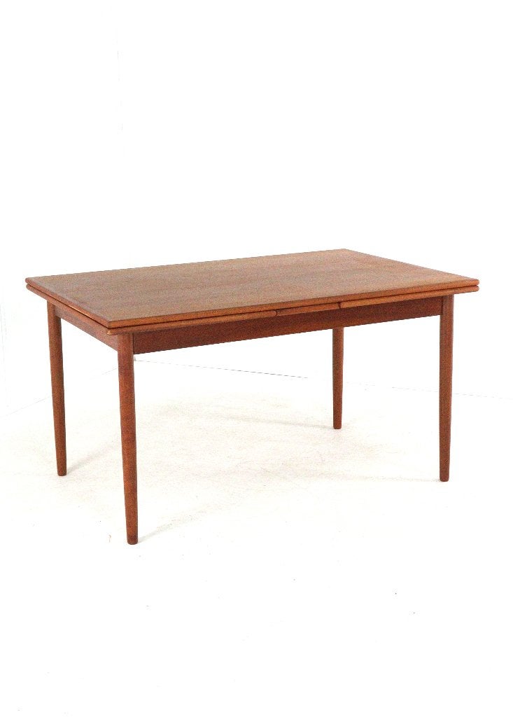 Deense verlengbare eettafel teak tafel vintage midcentury, 100 tot 150 cm, Teakhout, Scandinavisch, Zo goed als nieuw
