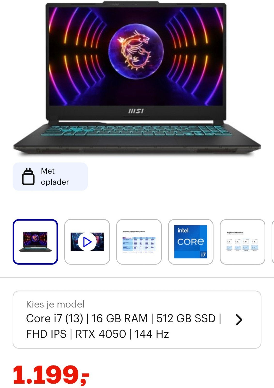 MSI Cyborg 15 - i7 RTX Gaming Laptop - Zo goed als nieuw, Ophalen, 512 GB, Zo goed als nieuw, Gaming