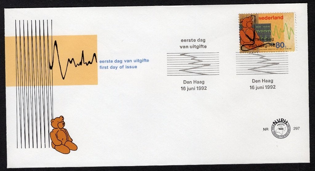 NEDERLAND E297 FDC 1992 - Kindergeneeskunde, Verzenden, Na 1940, Gestempeld