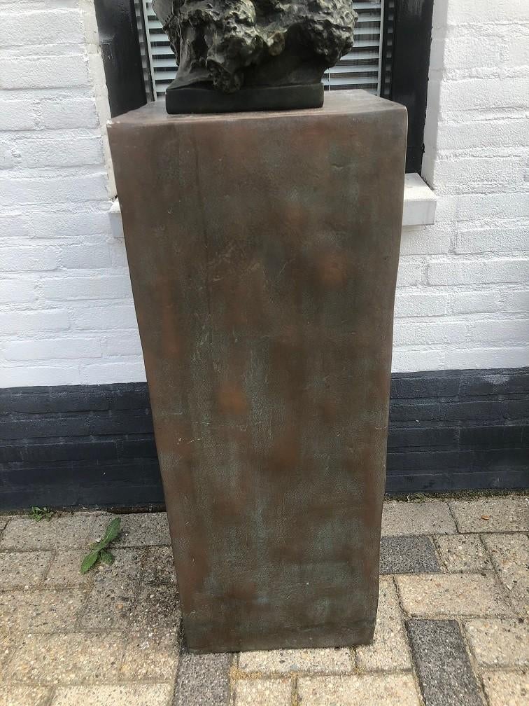 Kunststof plantenzuil zuil pilaar brons buitengebruik 90 cm, Ophalen, Nieuw