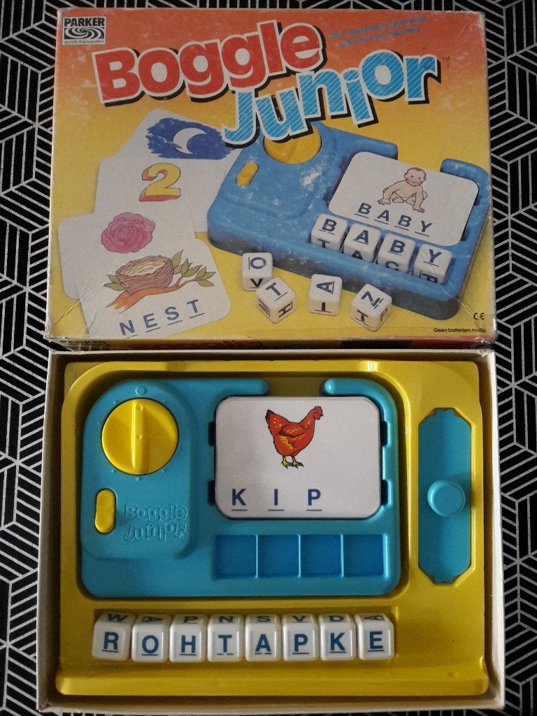 Vintage spel Boggle Junior, 1-2 spelers, 3+, Parker, Een of twee spelers, Ophalen of Verzenden, Gebruikt, Parker