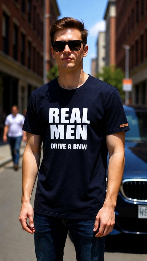 Herenshirt REAL MEN Drive a BMW, Blauw, Nieuw, Overige maten, Ophalen of Verzenden