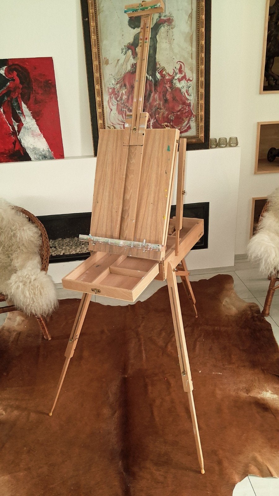 Opklapbare schildersezel en werktafel, Huis en Inrichting, Stoelen, Ophalen of Verzenden