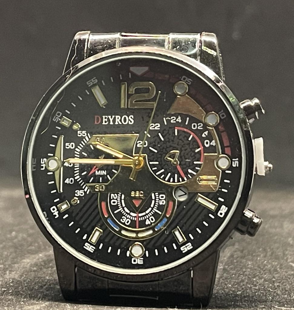 Chronographe exécutif DEYROS — Montre pour homme noir/or, Autres marques, Acier, Acier, Envoi