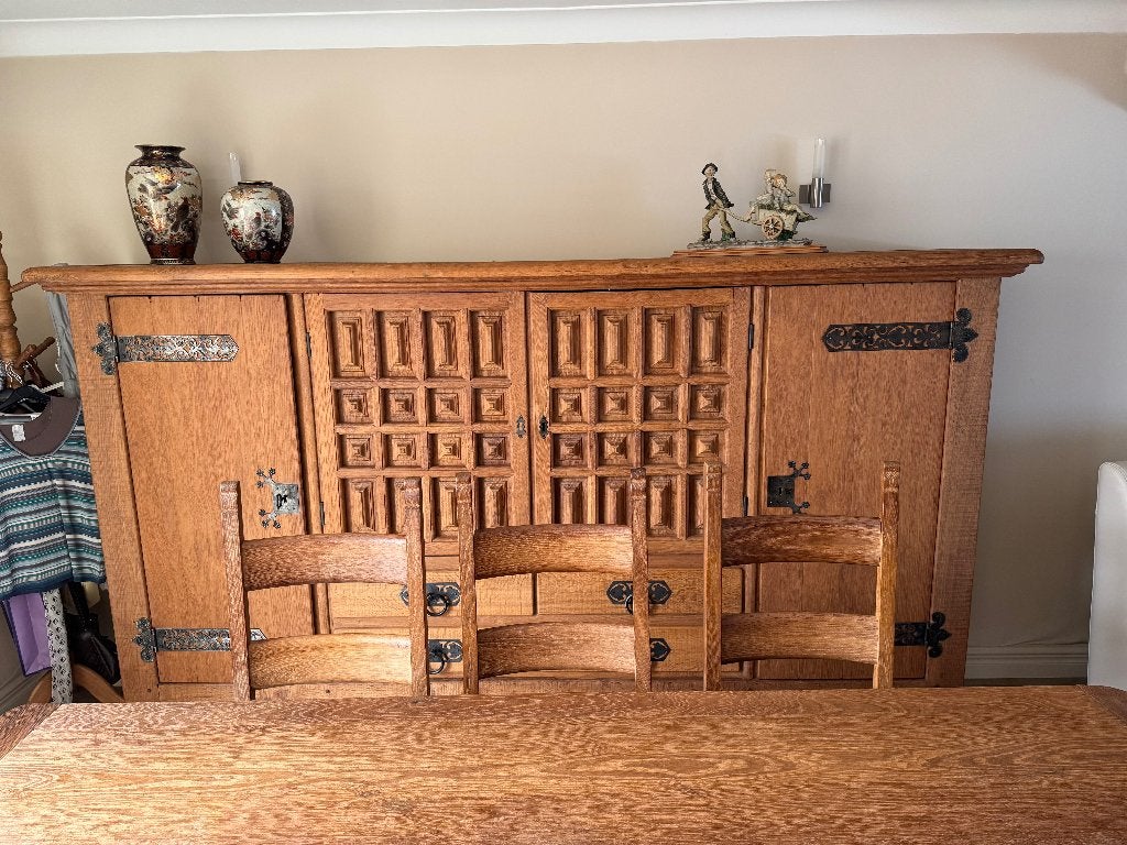 Complete eetkamer eik, Huis en Inrichting, Ophalen, Zo goed als nieuw, Rustiek, 4 tot 6 stoelen