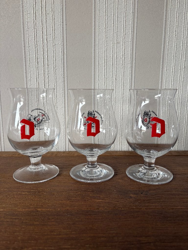 Set van 3 unieke Duvel glazen – L'Art de Servir, Ophalen of Verzenden, Nieuw, Glas of Glazen, Duvel