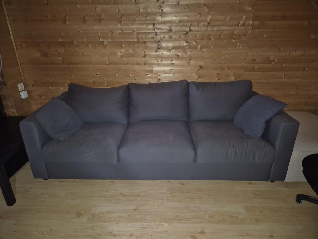 Zetel met 3 zitplaatsen - Grijsblauw, Ophalen, Gebruikt, Driepersoons, 75 tot 100 cm