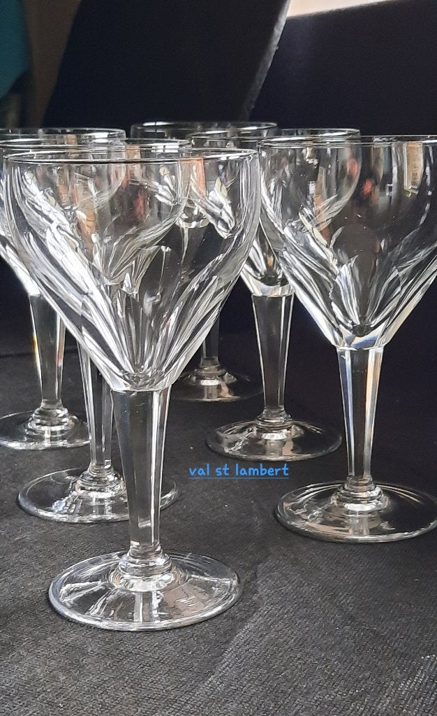 Val St Lambert ,6 grands verres cristal "Nestor", Antiquités & Art, Enlèvement ou Envoi
