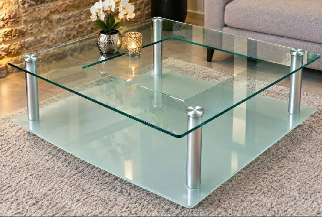 design salontafel 100 x 100 x 40, Huis en Inrichting, Ophalen, Glas