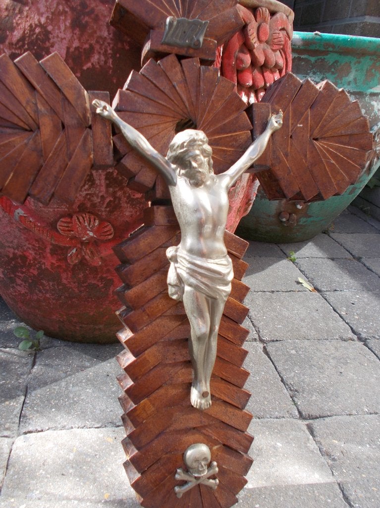 prachtig volkskunstwerk gemaakt v. luciferdoosjes kruisbeeld, Antiek en Kunst, Ophalen of Verzenden