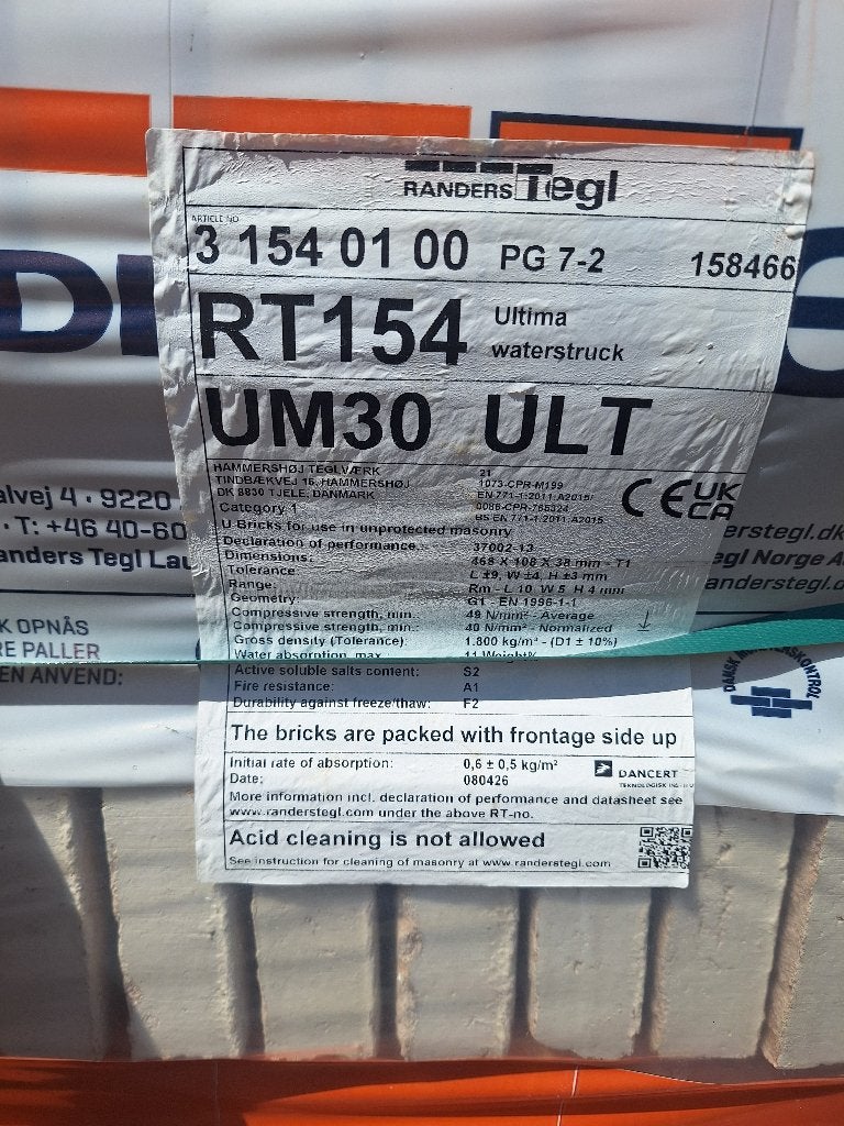 Gevelsteen Randers Tegl RT154 UM30 ULT, Ophalen, Nieuw, Bakstenen