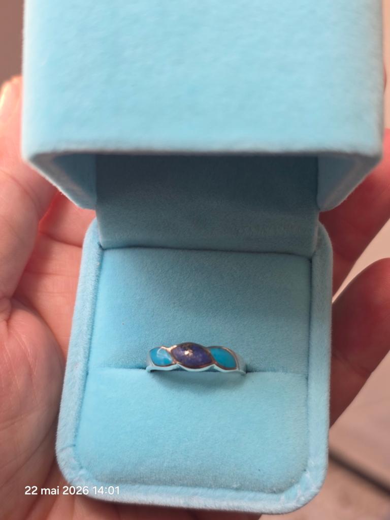 Ancienne bague en argent massif avec turquoise et lapis, Bijoux, Sacs & Beauté, Bagues, Comme neuf, Femme, Argent, Argent, Avec pierre précieuse