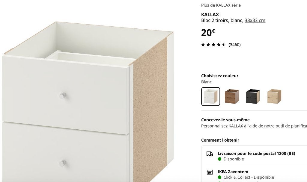 Expedit Kallax ikea deux blocs 2 tiroirs, Enlèvement, Comme neuf