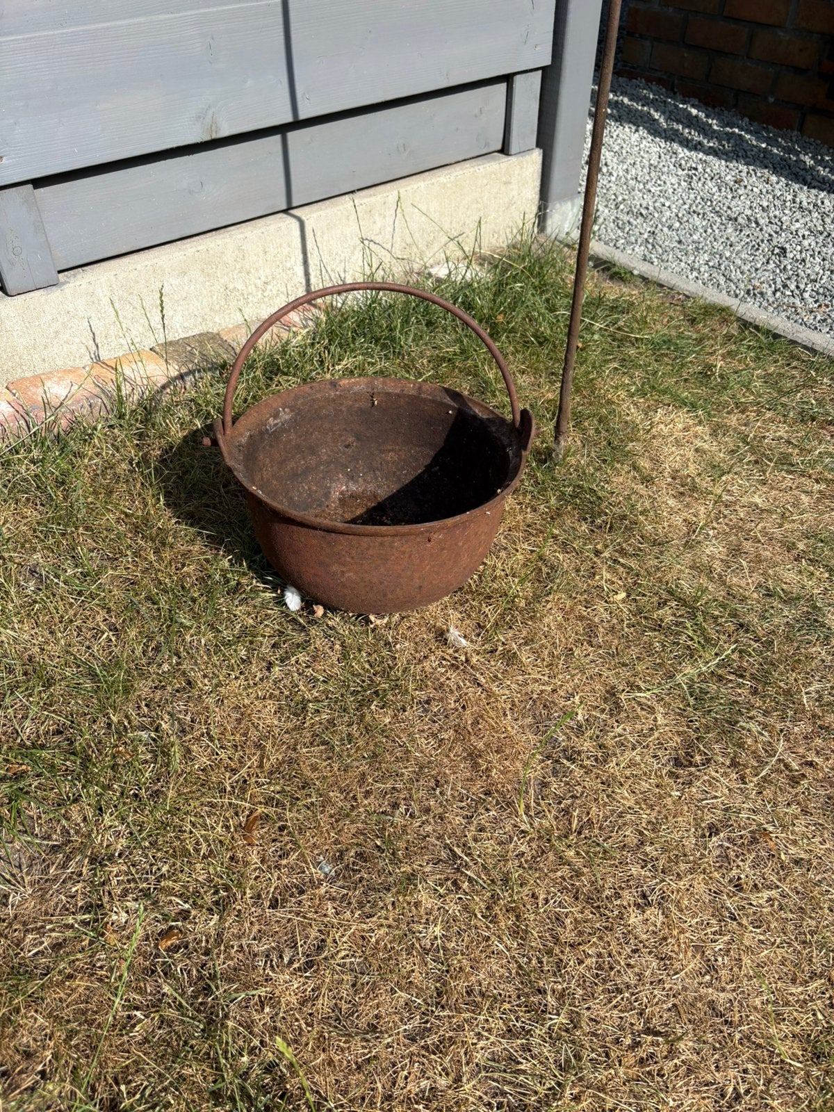 Tuindecoratie stalen pot diameter 28 cm, Ophalen, Zo goed als nieuw