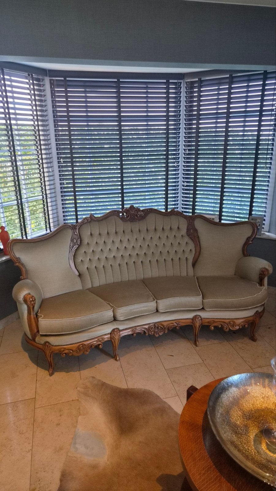 Antieke klassieke Louis XV / barokstijl 3-zitsbank, Huis en Inrichting, Ophalen, Zo goed als nieuw, Hout