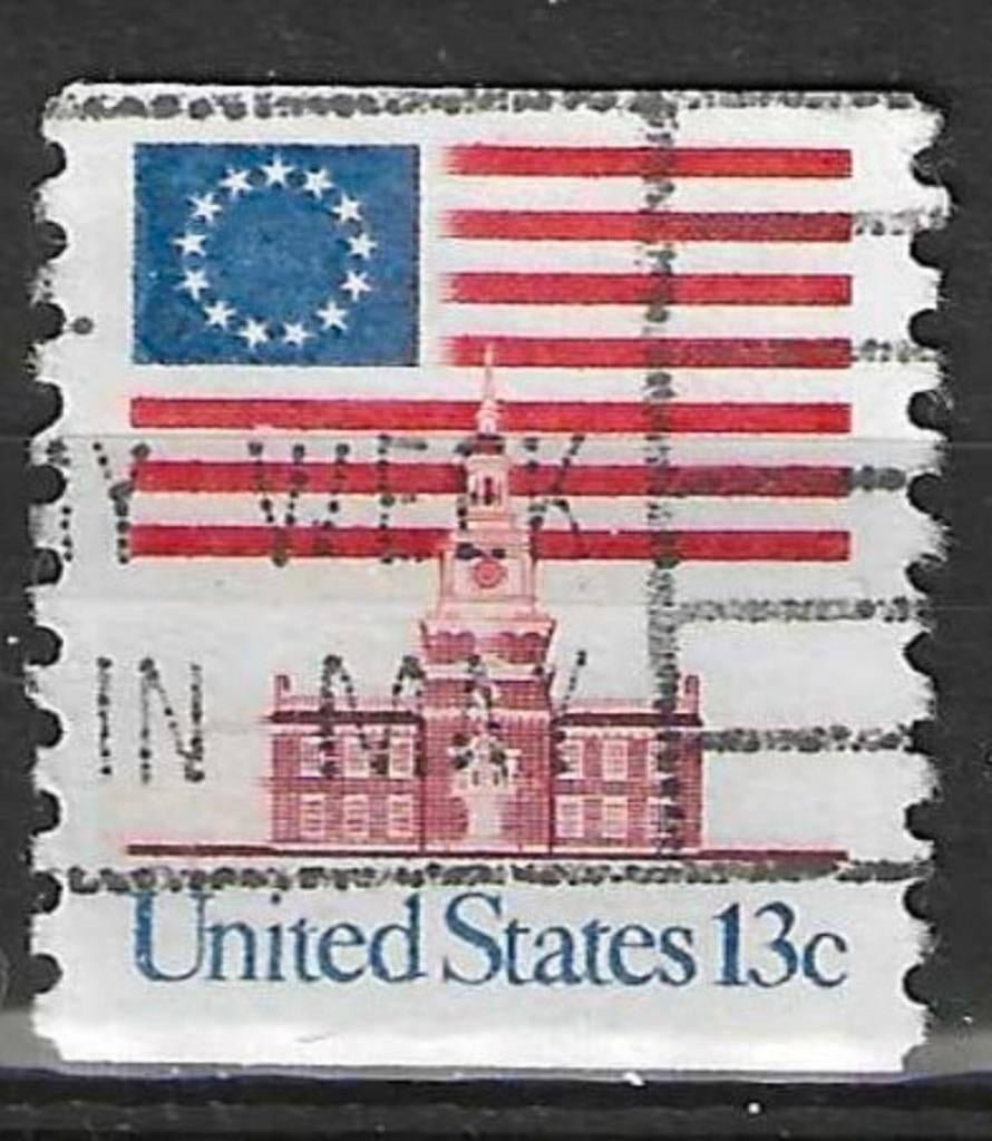 USA 1975 - Yvert 1076A - Vlag en gebouw in Philadelphia (ST), Verzenden, Gestempeld