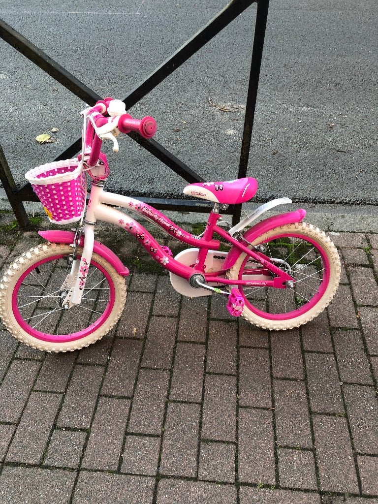 Roze meisjesfiets, Fietsen en Brommers, Ophalen, Gebruikt, Velgrem, Handrem