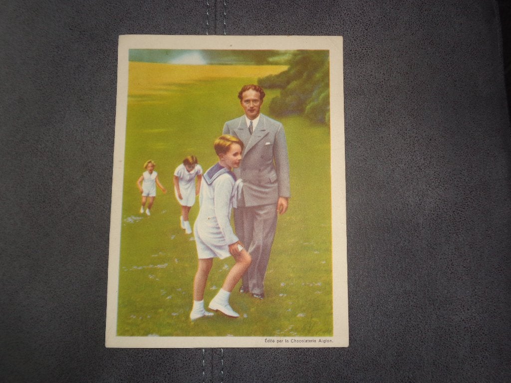 Oude foto Léopold 3 en zijn kinderen (kleur), Verzamelen, Koningshuis en Royalty, Ophalen