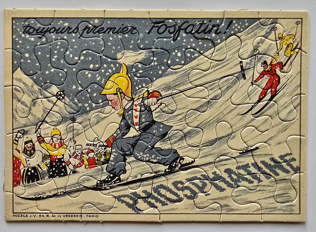 PHOSPHATINE – Puzzle Publicitaire –Jig-Saw – Course Ski -n9, Enlèvement ou Envoi, Utilisé, Panneau publicitaire