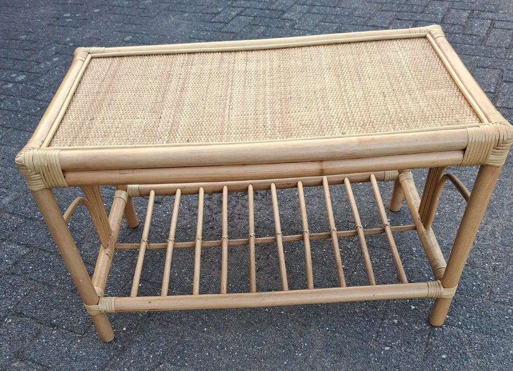TABLE DE TOILETTE EN ROTIN VINTAGE, 55 à 75 cm, Enlèvement ou Envoi, Vintage, 45 à 60 cm