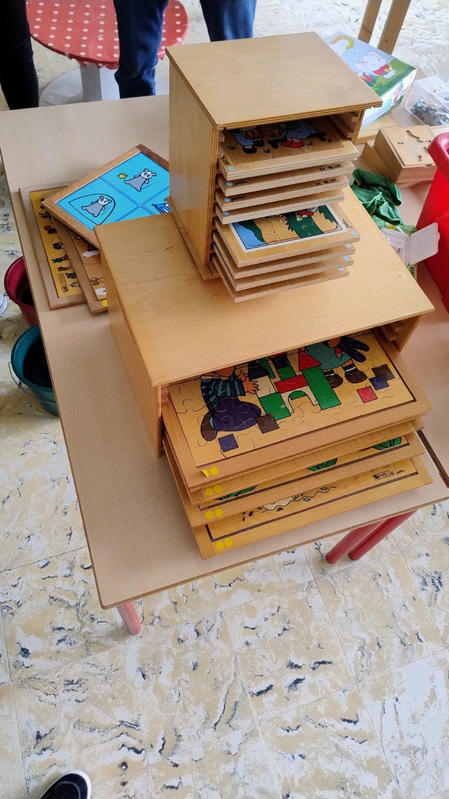 Rolf houten puzzelkasten jaklien 1 grote en 1 kleine, Kinderen en Baby's, Ophalen, Gebruikt, Van hout