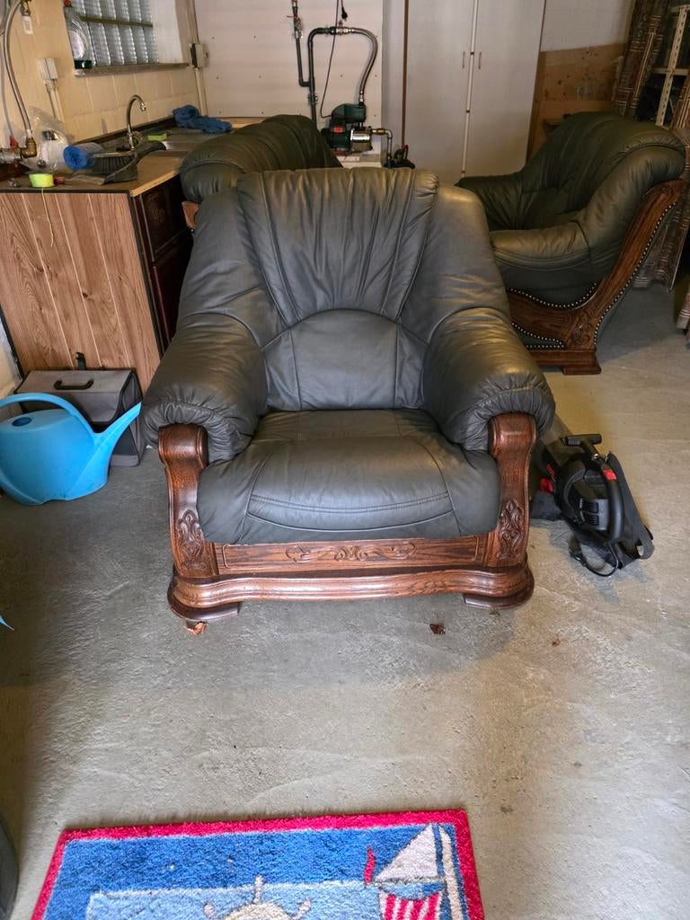 Leren zetel met latbodem, Huis en Inrichting, Fauteuils, Ophalen