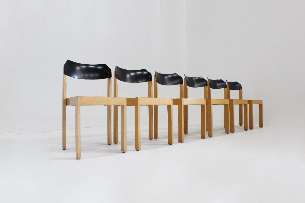 Ensemble de 6 chaises de salle à manger empilables vintage, Enlèvement ou Envoi